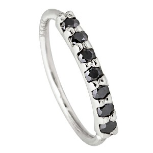 Jewelry Avalanche Unisex 20G 14K Gold 7-stone Nose Hoop Ring with Black Moissanites, 8mm Nose Ring - 1 of 4