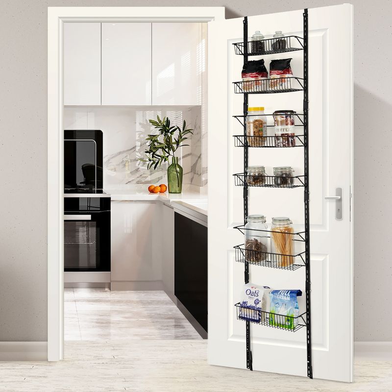 Costway Over The Door Pantry Organizer Wall Mounted Spice Rack w/ 6 Adjustable Shelves, 3 of 11