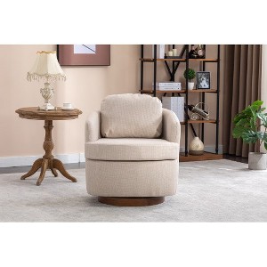 Sofa Chair, Swivel Accent Chair With Cushion, Solid Wood Round Bottom Legs, 360-Degree Upholstered Armchair Swivel Chairs - 1 of 4