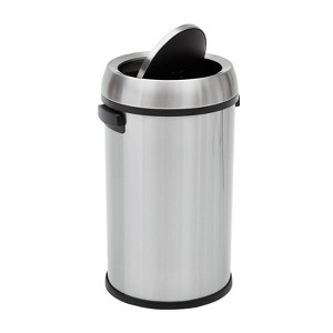 17 Gallon/65 Liter Open Top Trash Can, Stainless Steel Kitchen Garbage Can, Commercial Round Rubbish Bin, Waste Container for Restaurant Hotel - 1 of 4