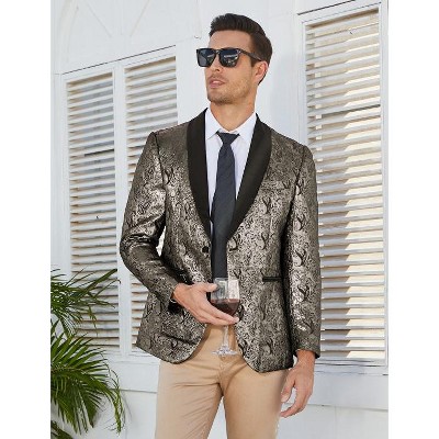 WhizMax Men's Fashion Suit Jacket Blazer One Button Luxury Weddings Party Dinner Prom Tuxedo