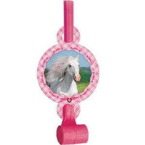 24ct Horse Party Blowers, White Pink