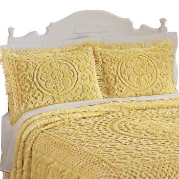 Collections Etc Calista Chenille Pillow Sham with Fringe Border Sham Yellow