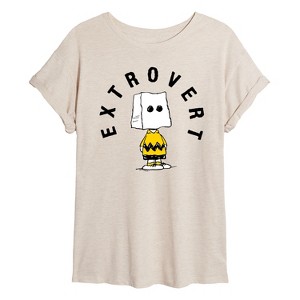 Women's - Peanuts - Charlie Brown Extrovert Oversized Graphic T-Shirt - 1 of 4