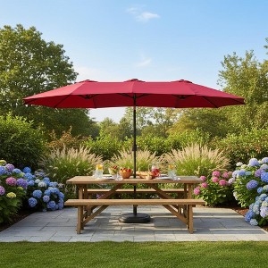 best choice 15x9 twin patio market umbrella Products 7.5ft Heavy-Duty Outdoor w/ Push Button Tilt, Easy Crank allowing you to fully consider whether the environment is suitable for the umbrella 15ft double sided patio market