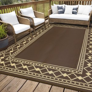 Outdoor Modern Woven Plastic Straw Carpet Reversible Erasable Lightweight Portable Large Area Rugs for Camping Garden Backyard RV Patio Auto - 1 of 4