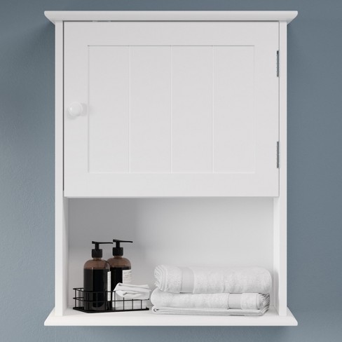 Costway Wall-Mounted Cabinet Bathroom Storage 2-Tier Shelf Multipurpose  Organizer White