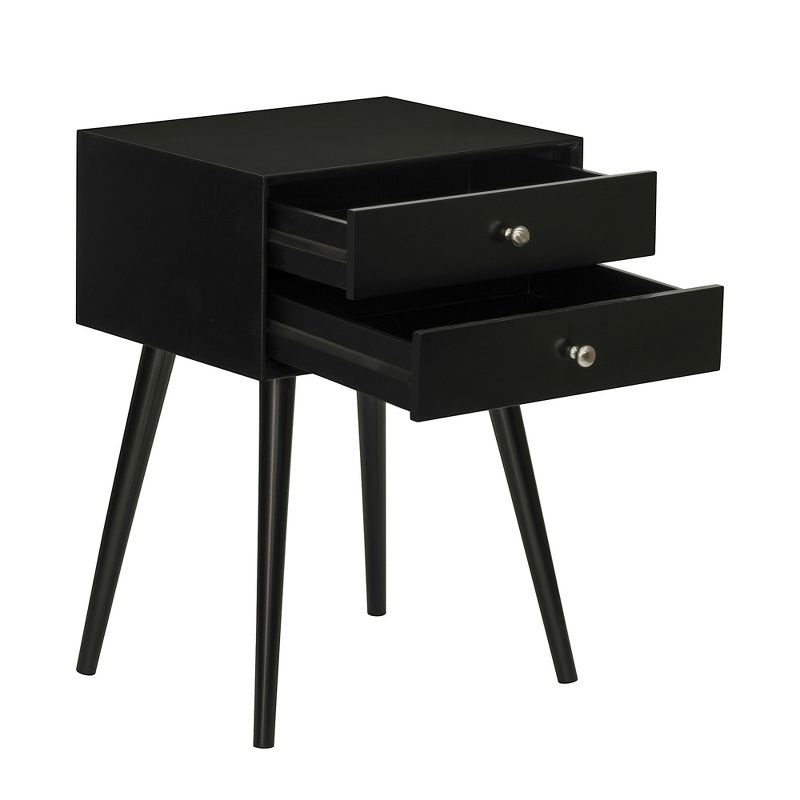 HOMCOM Modern Nightstand with 2 Pull Out Drawers, Side End Table with Display Tabletop and Solid Acacia Legs, 4 of 7