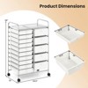 Costway 15-Drawer Trolley with Chrome Plated Metal Frame & Lockable Universal Wheels White/Black/Clear/Multicolor - 3 of 4