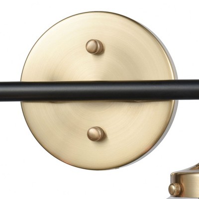 Boudreaux 2-Light Vanity in Matte Black and Antique Gold with Clear Blown Glass