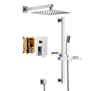 CASAINC 1-Spray Patterns with 10 Inches Wall Mount Dual Shower Heads with Sliding Rod in Spot Resist (Valve Included) - 1 of 4