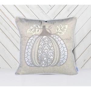 PAGED 20" Throw Pillow, Bed Pillow with LOVE Pumpkin Embroidery and Removable Cover, Square Pillow for Home Decor, Holiday Decor - 1 of 4