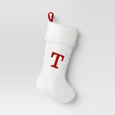 Knit Monogram Christmas Stocking White T - Wondershop™