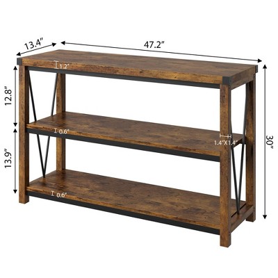Rustic Brown 47" Wood and Metal Console Table with Storage