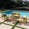 GDFStudio Abena Outdoor Acacia Wood 4 Seater Chat Set with Cushions - 2 of 4
