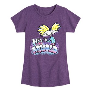 Girls' - Hey Arnold! - Airbrush Arnold Fitted Short Sleeve Graphic T-Shirt - 1 of 4