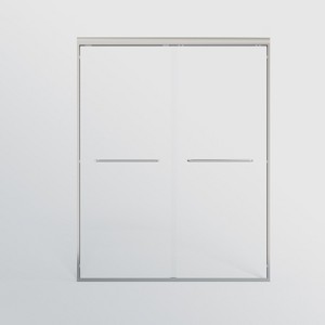 Gulches 56in to 60in W x 72in H Double Sliding Semi frameless Shower Door in Chrome Finish with Clear Glass with Explosion proof Film Smooth Rollers - 1 of 4