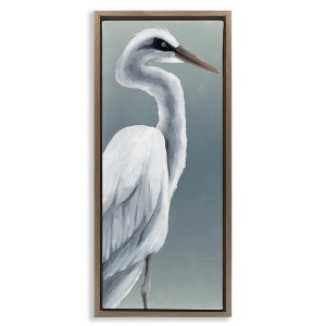 Stupell Industries White Heron Portrait Black Floater Framed Canvas Wall Art - 1 of 4