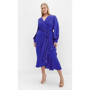 Women's Plus Size Ophelia Frill Maxi Dress - cobalt | CITY CHIC - 1 of 4