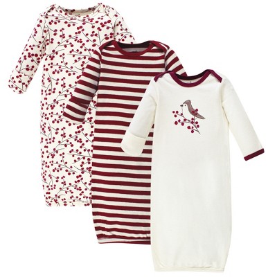 Touched By Nature Baby Girl Organic Cotton Long-sleeve Gowns 3pk, Berry ...