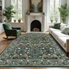 Floral Washable Area Rug Vintage Large Rugs for Living Room Soft Non-Slip Carpet - 3 of 4