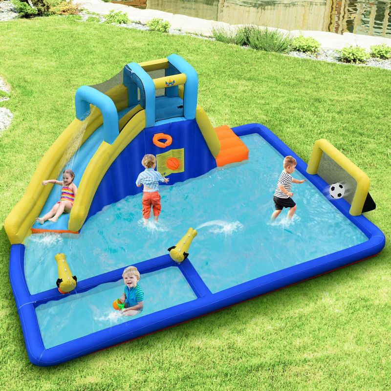 Costway Inflatable Water Slide Climbing Bounce House Splash Pool w/ 735W Blower, 2 of 11