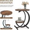 Syemin End Tables Industrial Side Table, 2-Tier End Table with Storage Shelf, Rustic Brown Accent Table for Living Room, Brown, 19.69"*19.69"*23.62" - 4 of 4