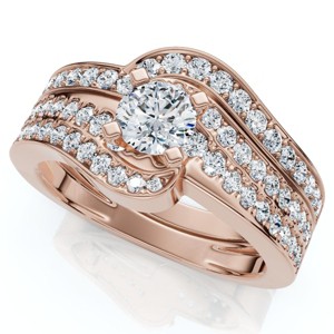 Pompeii3 1Ct TW Diamond Engagement Wedding Ring Set Lab Created - 1 of 4