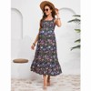 Women Smocked Maternity Boho Dress Summer Casual Spaghetti Strap Ruffle Sleeveless Flowy Maxi Dress Baby Shower Photoshoot - 3 of 4