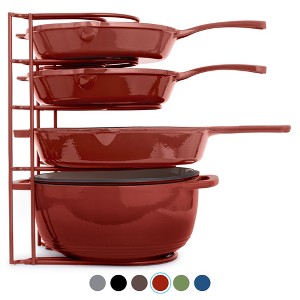 Cuisinel Heavy Duty Pots & Pans Organizer - 5-Tier Rack for Skillets, Griddles, Dutch Oven - No Assembly, Space-Saving Storage - Red. - 1 of 4