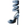 Wallis Blue Velvet Diamante Stud Tie Up Sandals - 3 of 4