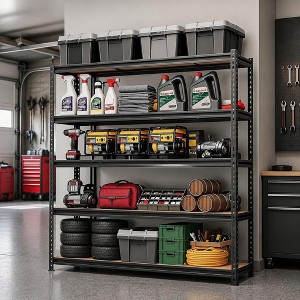 5-Tier Storage Shelving Unit, Adjustable Steel Rack, 48 in L x 18 in W ...