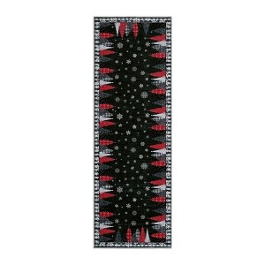 Washable Christmas Living Room Rugs, Winter Holiday Christmas Tree Snowflake Print Bedroom Rugs, Buffalo Plaid Non Slip Carpet for Dining Room - 1 of 4