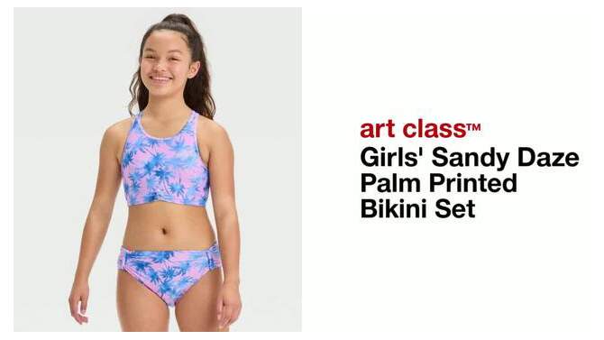 Girls' Sandy Daze Palm Printed Bikini Set - art class™, 2 of 5, play video