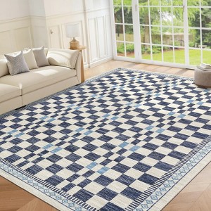 Modern Stripe Geometric Area Rugs Washable Soft Rug for Living Room Thin Low Pile Non Slip Stain Resistant Carpet for Bedroom Office - 1 of 4