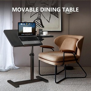Adjustable Height Standing Desk with Hidden Wheels,Computer Desk Side Table with Tilting Split Top for Office, Sofa, Care Bed - 1 of 4