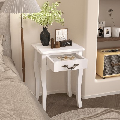 MAYEERTY End Table with Storage for Living Room, White