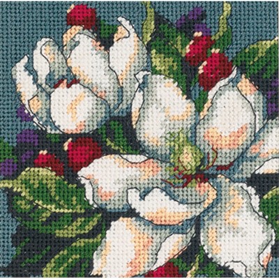 Dimensions Mini Needlepoint Kit 5"X5"-Magnolia Stitched In Floss