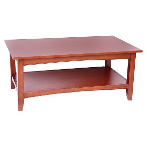 42" Shaker Cottage Wide Coffee Table Cherry - Alaterre Furniture: Hardwood Living Room Furniture with Fixed Shelf - 1 of 4