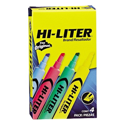 Avery HI-LITER Desk-Style Highlighter Chisel Tip Assorted Colors 4/Set 17752