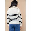 Women's Striped 1/4 Zip Sweater - White Birch - 4 of 4