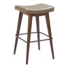 HomeRoots Set of Two 31" Taupe and Walnut Faux Leather and Steel Backless Bar Height Bar Chairs - 4 of 4