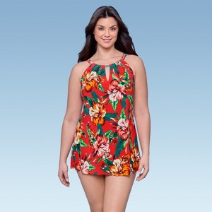 Aqua Green Women's Keyhole Swimdress - 1 of 3
