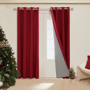 Deconovo Faux Linen Total Blackout with Coating Curtains (2 Panel) - 1 of 4