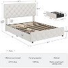 Full Size Bed Frame with 4 Storage Drawers and Adjustable Headboard, Linen Upholstered Platform Bed Frame, Diamond Stitched Button Tufted, White - 2 of 4