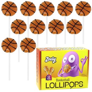 Zeesy Basketball Lollipops – Sports-Themed Candy for Kids’ Parties, Birthdays & Team Events – 12 Individually Wrapped Pieces - 1 of 2