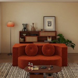 Kumasinova Floor Sofa,Convertible Plush Corduroy Sleeper Sofa Bed with 2 Pillows,14.2" Full Size Folding Mattress for Living Room,Guest Bed - 1 of 4