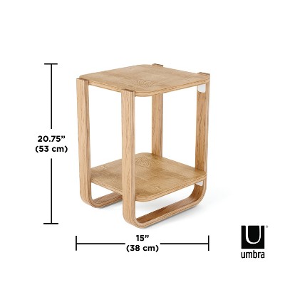 Natural Wood Two-Tier Side Table with Bentwood Legs