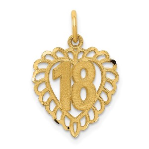 Black Bow Jewelry 14k Yellow Gold 18 Fancy Heart Charm or Pendant, 15mm - 1 of 4