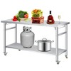 60" x 24" Stainless Steel Folding Table - 920 LBS Commercial Foldable Prep Table, Metal Worktable with Adjustable Undershelf and Lockable Casters - 2 of 4
